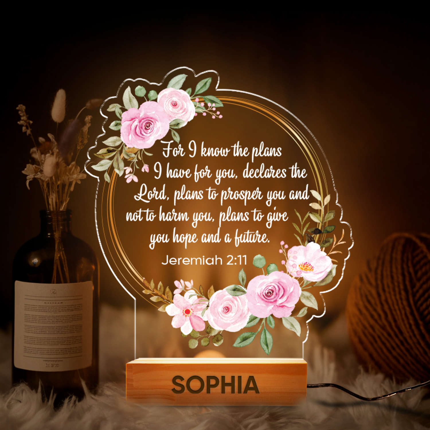 Aeluxlas Personalized Bible Verse LED light, Custom Favorite Bible Verse Gift, Christian Home Decor, Faith Based Decor, Religious LED Light