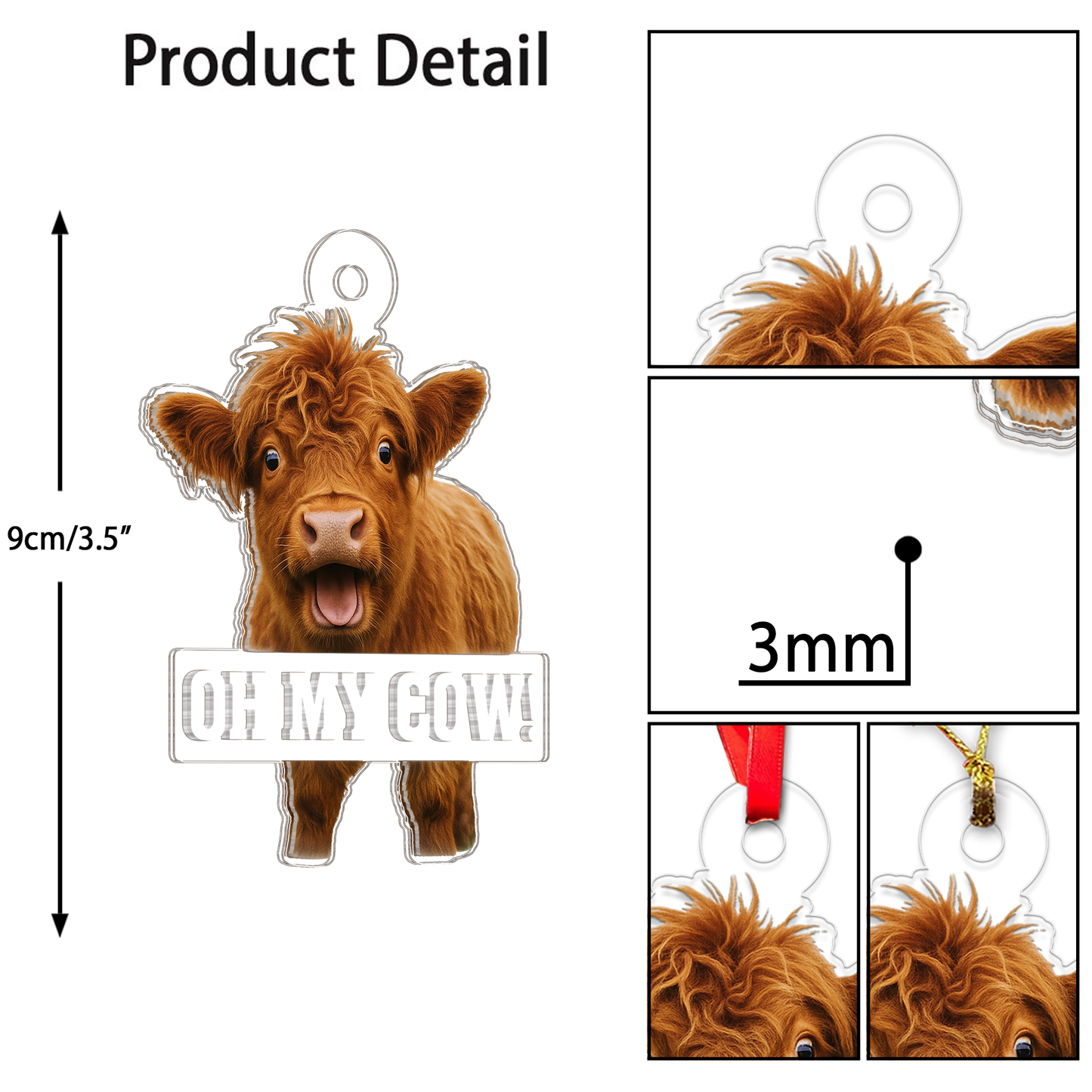 Personalized Funny Highland Cow Ornament, Funny Cattle Ornament, Highland Cow Lovers Gift, Funny Cow Christmas Ornament, Farmhouse Decor