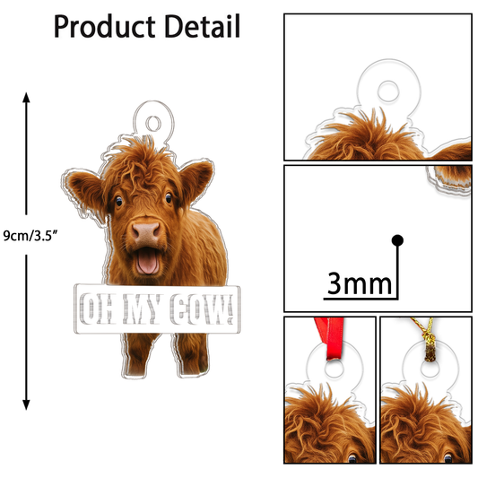 Personalized Funny Highland Cow Ornament, Funny Cattle Ornament, Highland Cow Lovers Gift, Funny Cow Christmas Ornament, Farmhouse Decor