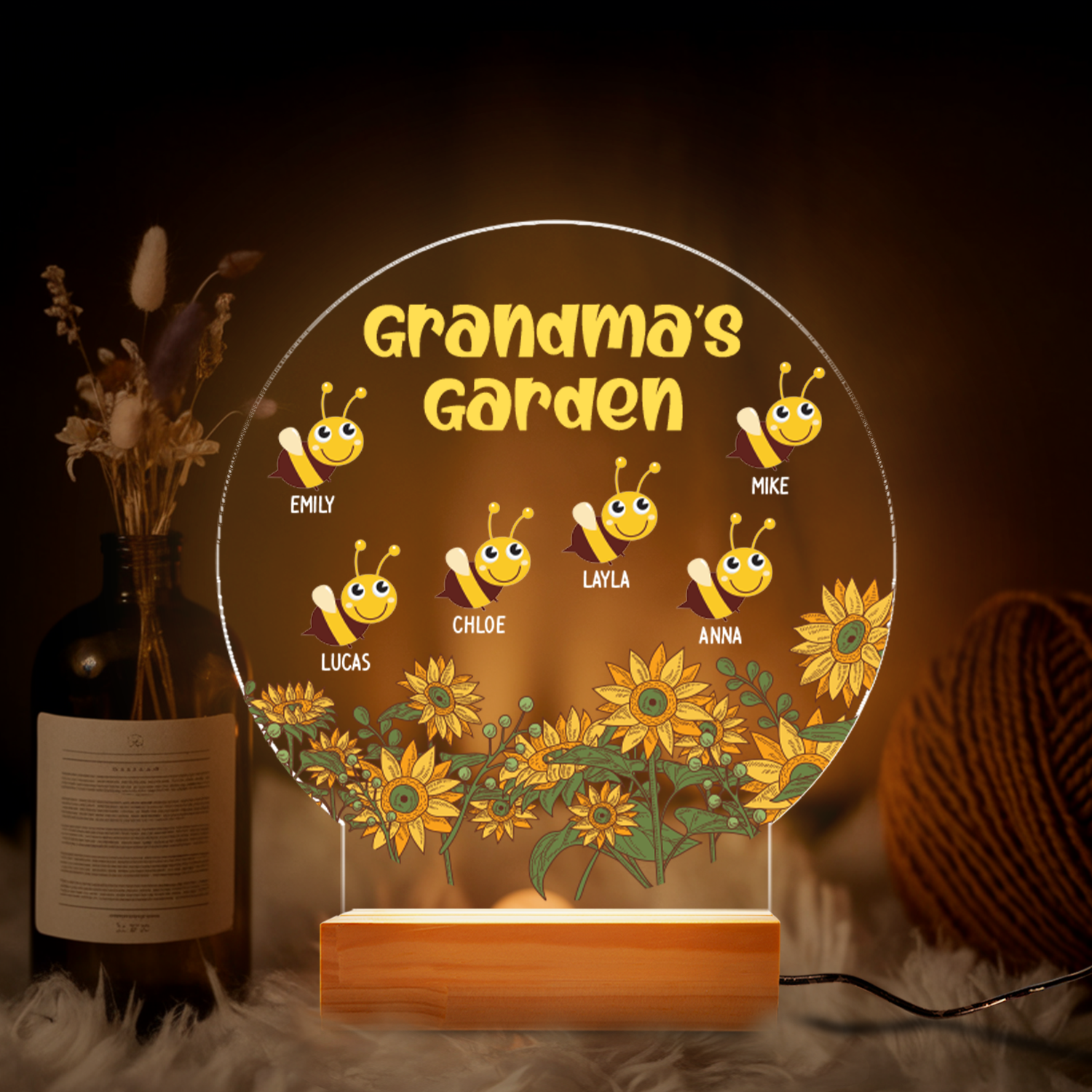 Aeluxlas Bee Grandma's Garden, Grandbabies Honey Sign, Custom Bee Family Gift For Grandma, Grandma Gifts