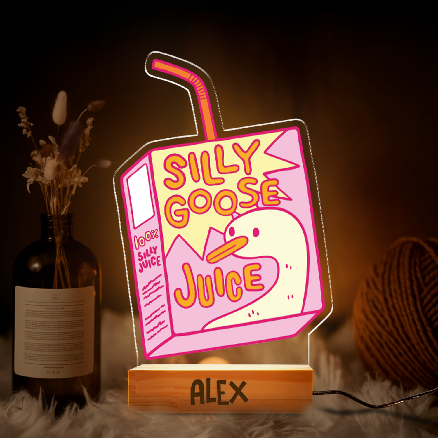 Aeluxlas Personalized Silly Goose Juice Night Light, Silly Goose Juice Approved Meme, Funny Birthday Gift, Funny Led Light