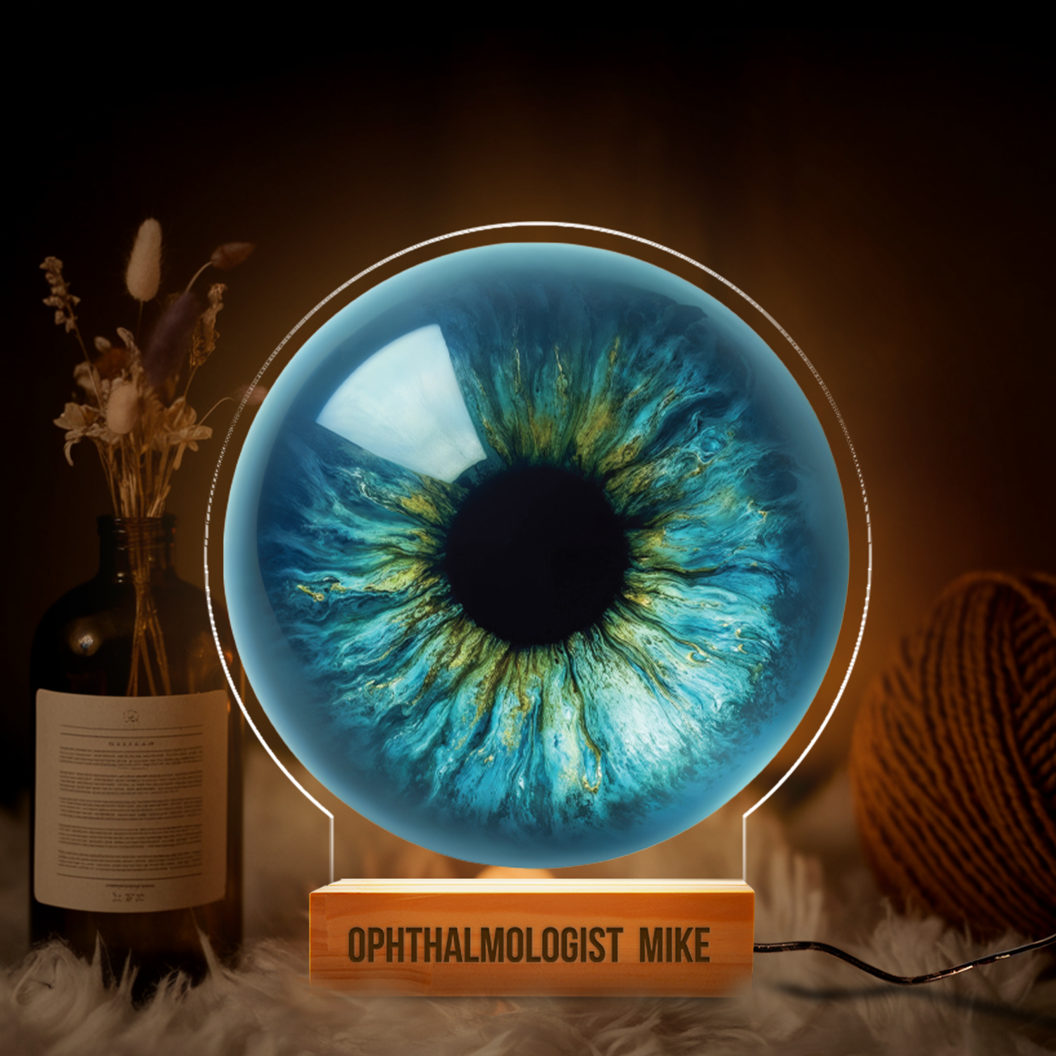 Aeluxlas Personalized Ophthalmologist Blue Eye, Gift For Doctor, Custom Led Light, Gift Room Decor