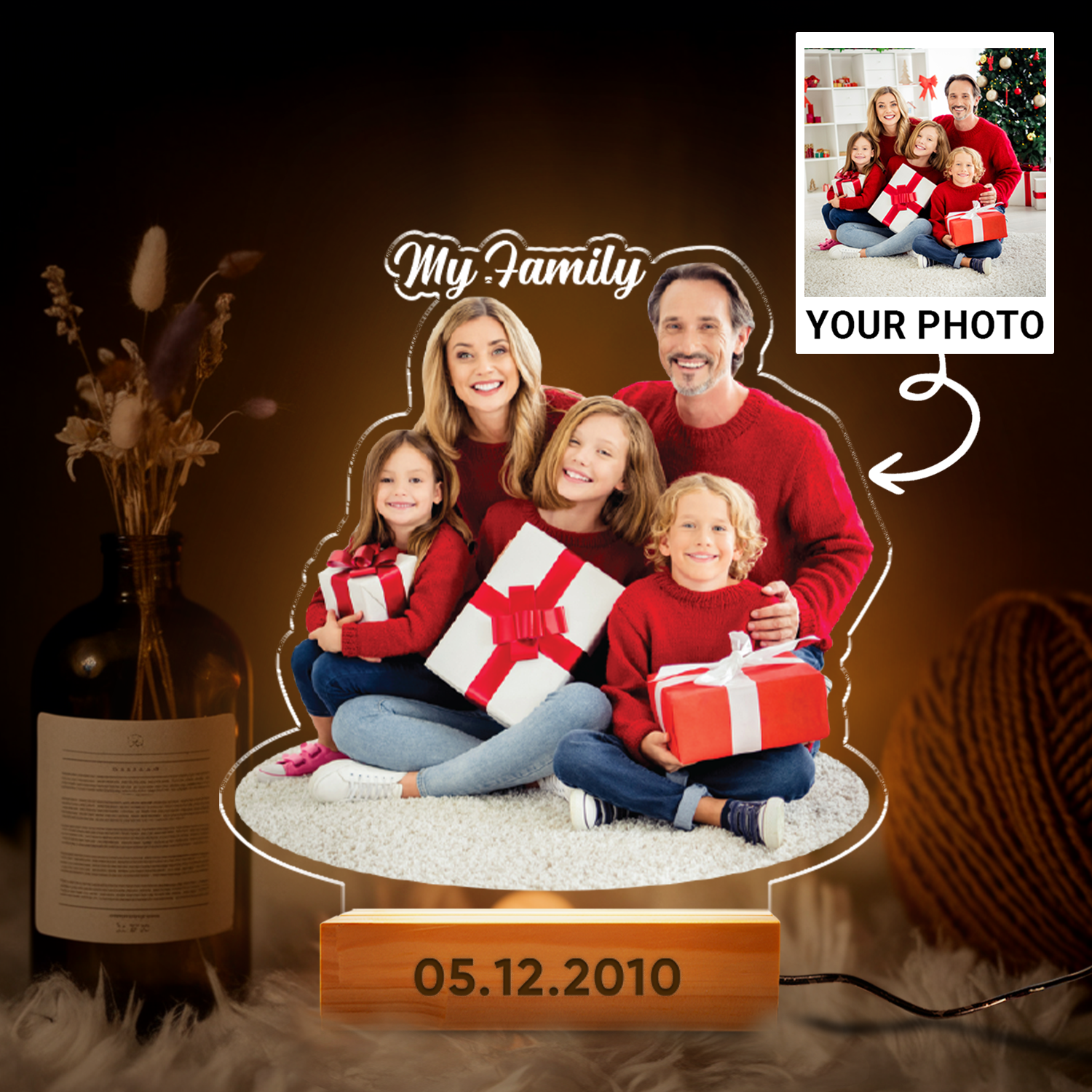 Aeluxlas Custom Photo Gifts, Family Picture Night Light, Mom Mother's Day Gifts, Personalized Photo Gift, Custom Photo Frame, Unique Family Gifts