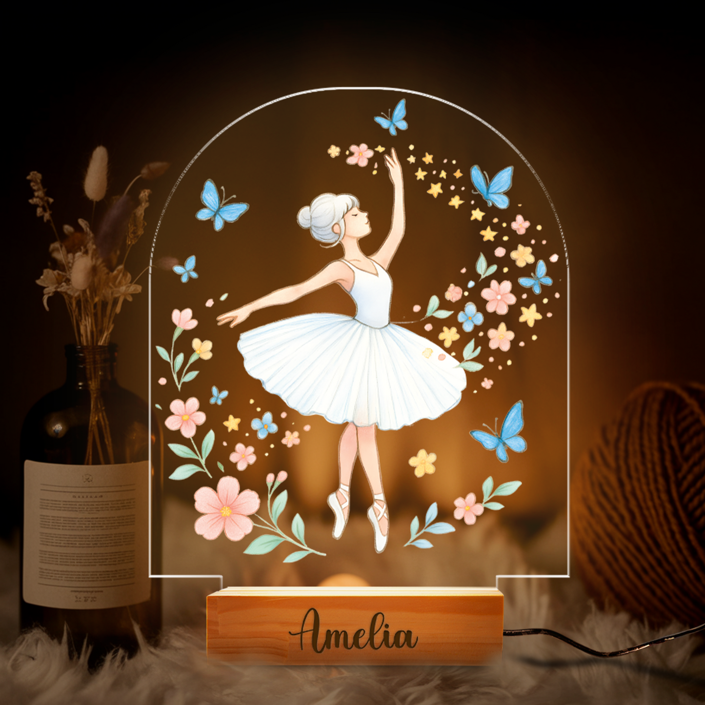 Aeluxlas Custom Name Ballerina Night Light Gift for Girls Perfect for Bedroom Decor, Personalized Your Girl Name for Christmas and Birthday Gifting