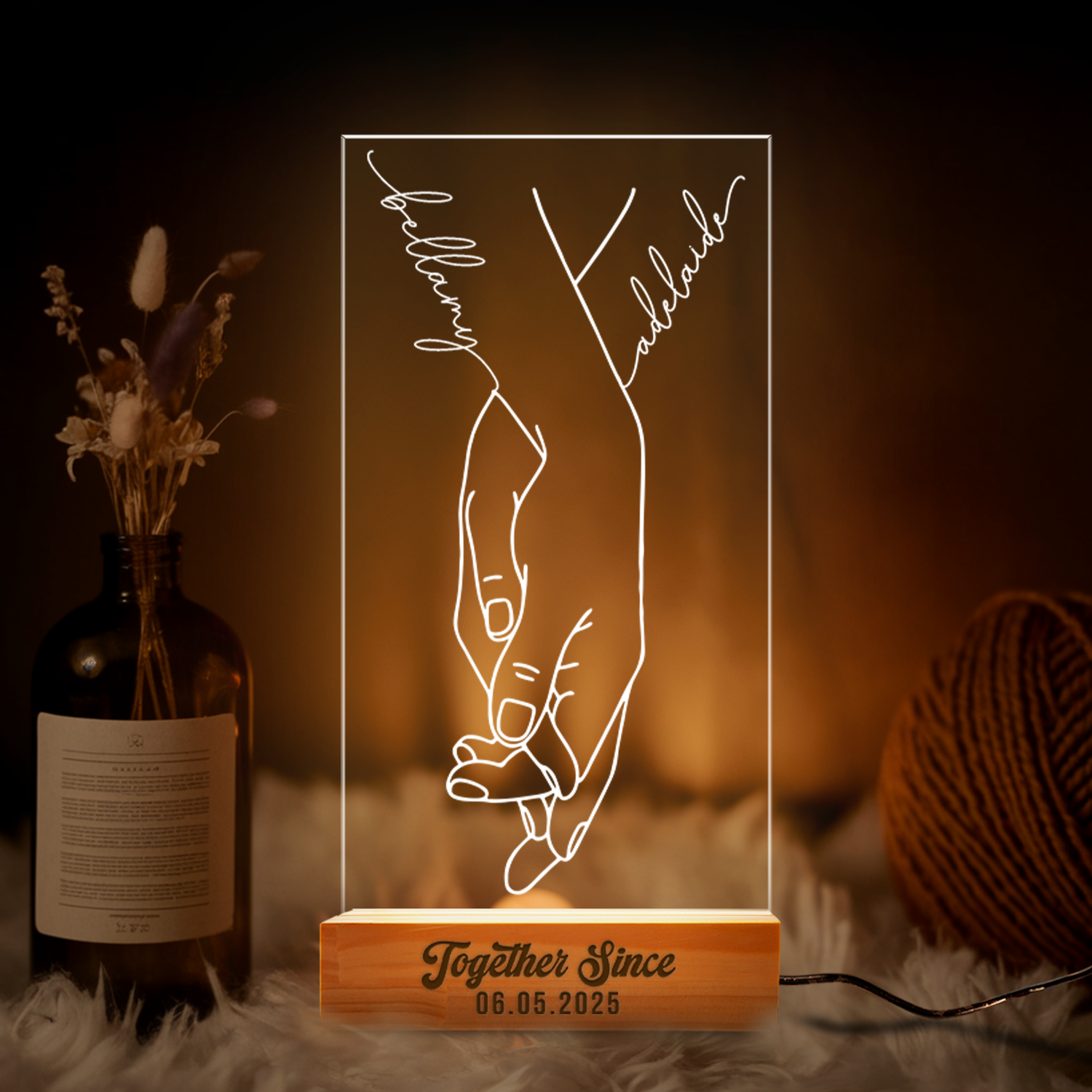 Aeluxlas Custom Holding Hands Couple Name Night Light, Together Since Sign, Gift For Couple