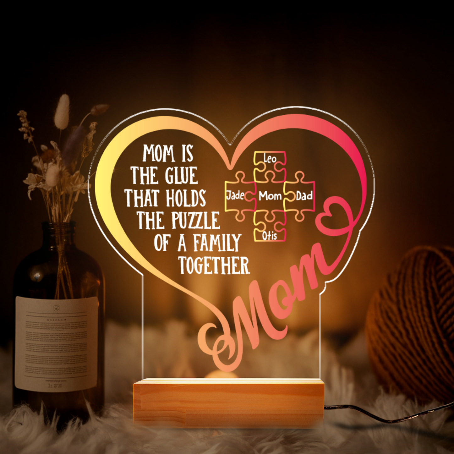 Aeluxlas Personalized Mother's Day Love Puzzle Night Light, Mother's Day Gift For Mom Grandma