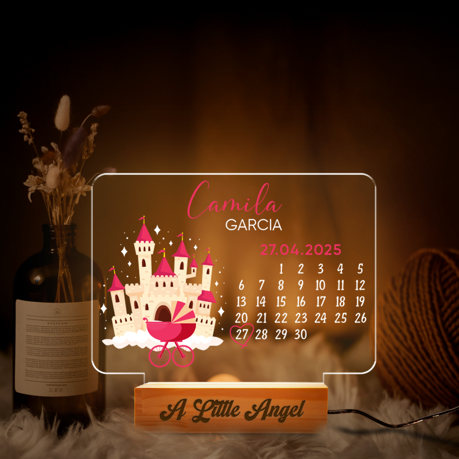Aeluxlas Castle Calendar, Custom LED Lamp for Kids, Perfect Gift for Kids, Unique Room Decor, Nightlight for Kids