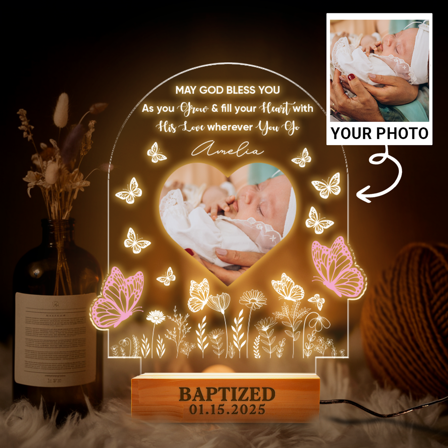Aeluxlas Personalized Blessings Baptism Gift Baby Girl Boy, Baby Gift, Nursery Decor, New Baby Gift