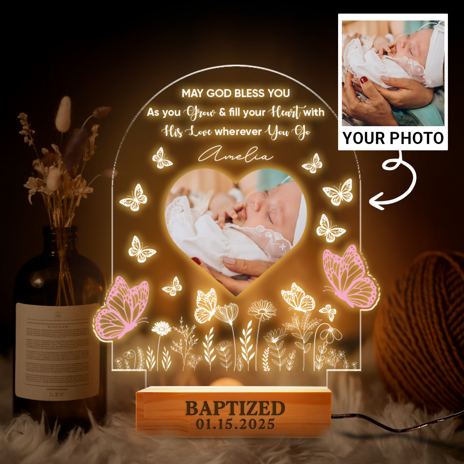 Aeluxlas Personalized Blessings Baptism Gift Baby Girl Boy, Baby Gift, Nursery Decor, New Baby Gift