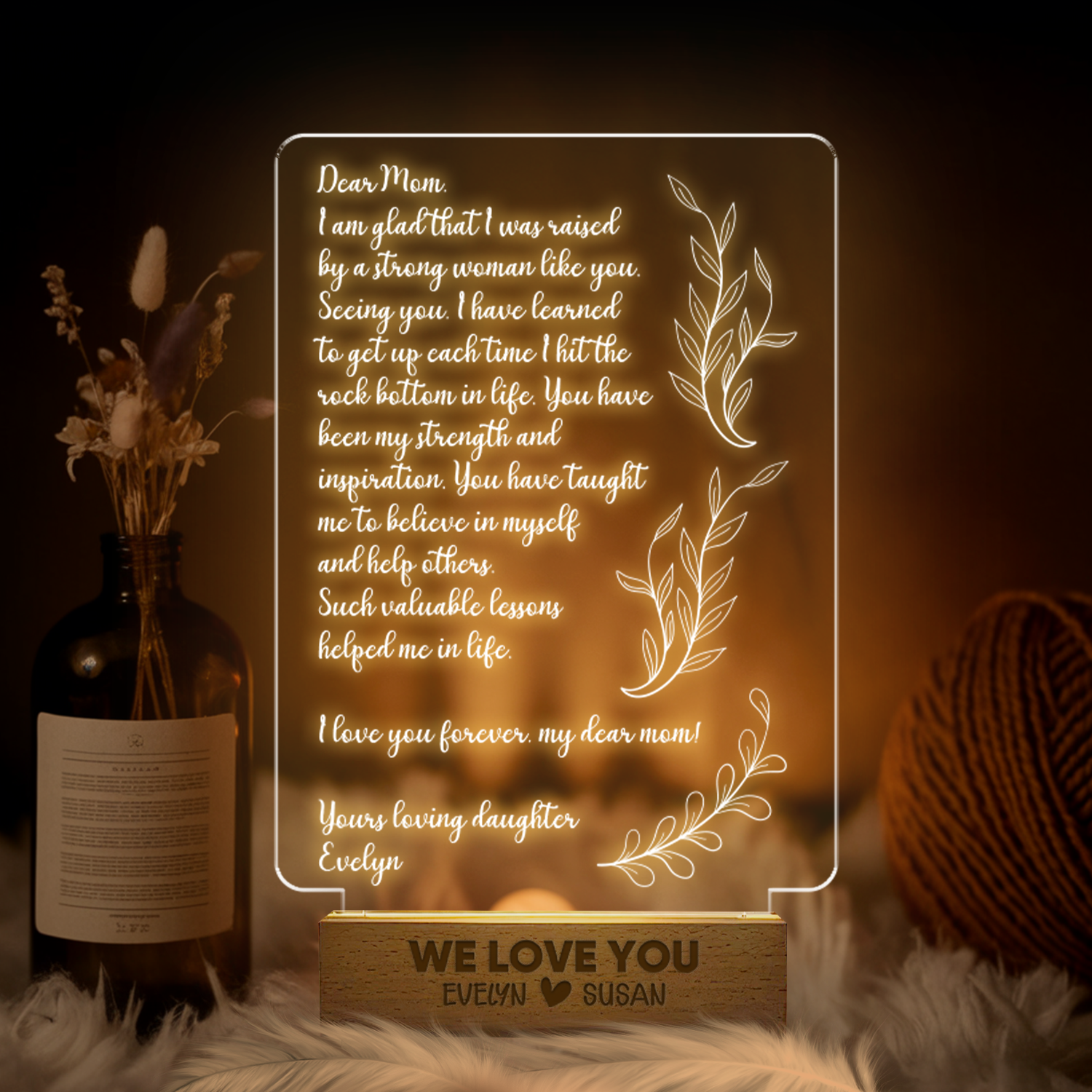 Aeluxlas Personalized Hand-Written Letter Night Light - Mother's Day Gift Ideas - Mothers Day Gift - Gift for Mom - Grandma Nana Mommy Birthday Gifts