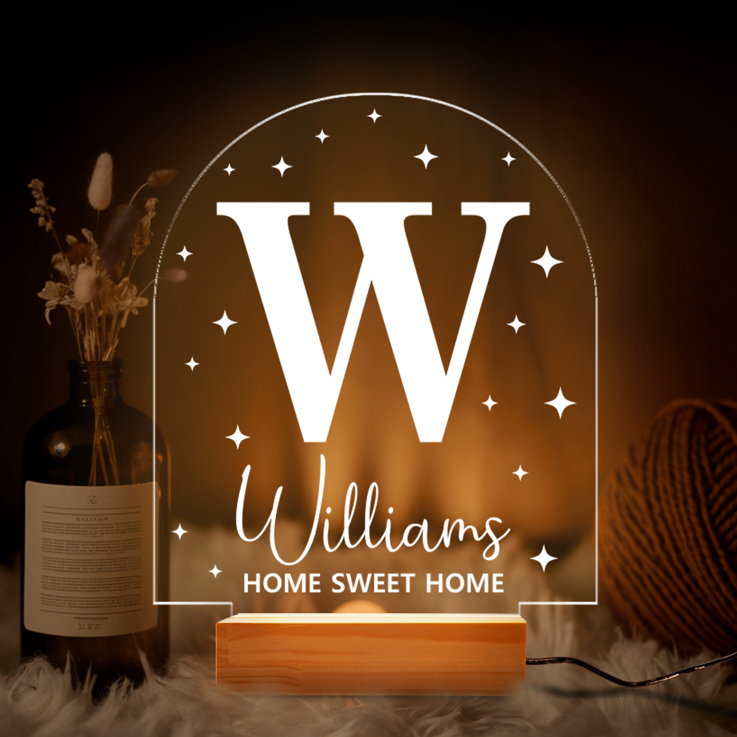 Aeluxlas Family Initial Personalized Night Light, Gift For Family, Custom Initial Name Night Light