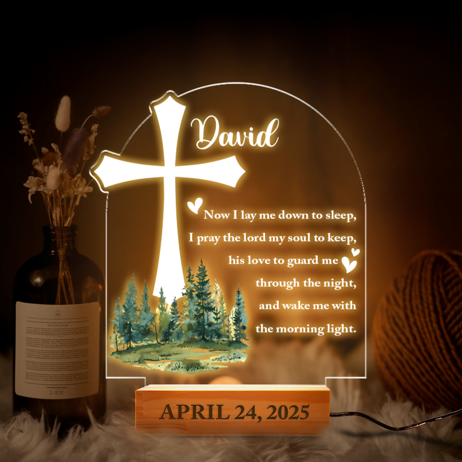 Aeluxlas Personalized Baptism Gift, Baby Boy Gift, Custom Kids Night Light, Dedicated Gift, Christening Gifts
