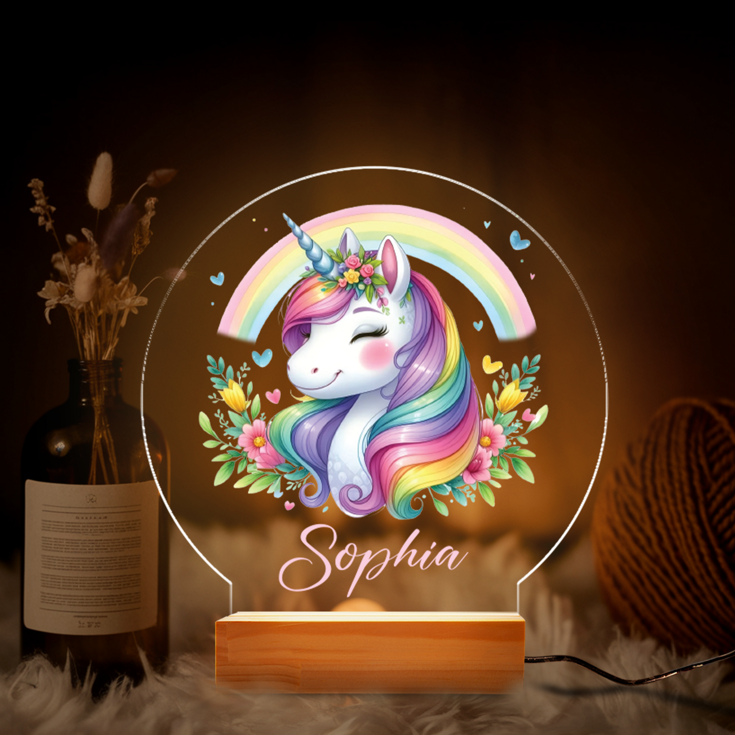 Aeluxlas Personalized Unicorn Night Light - Custom LED Lamp for Kids, Perfect Gift for Unicorn Lovers, Unique Room Decor,Magical Nightlight for Girls