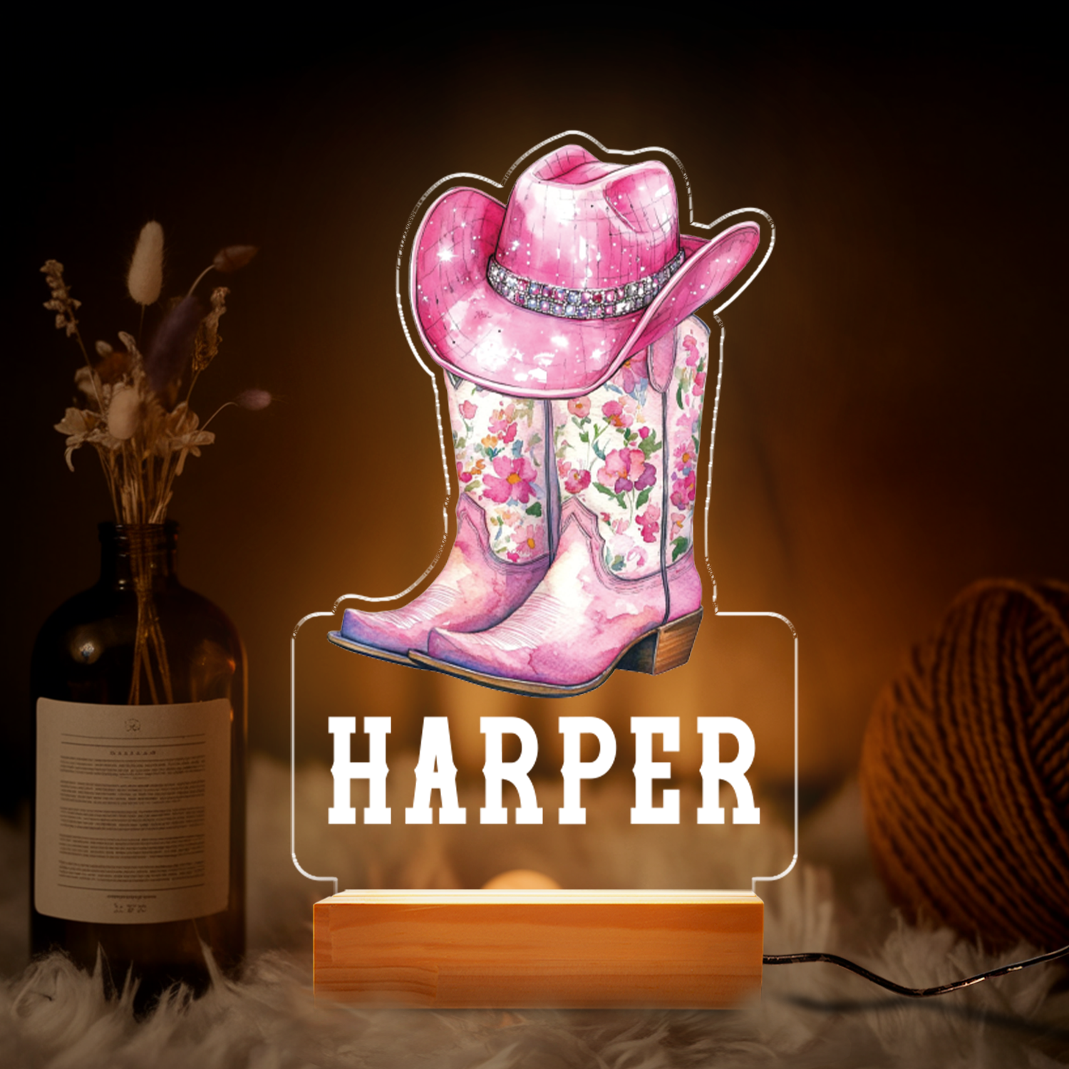 Aeluxlas Custom LED Name Light, Cowboy Personalized LED Sign, Personalized Cowboy Lovers Gift