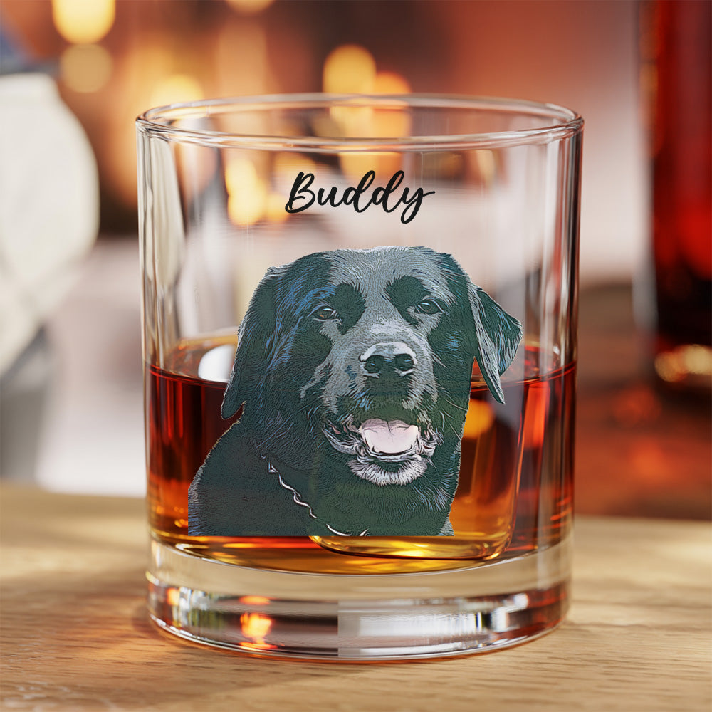 Personalized Dog Photo Whiskey Glass 11oz – Custom Pet Photo Gift for Dog or Cat Owners THUC99WI02