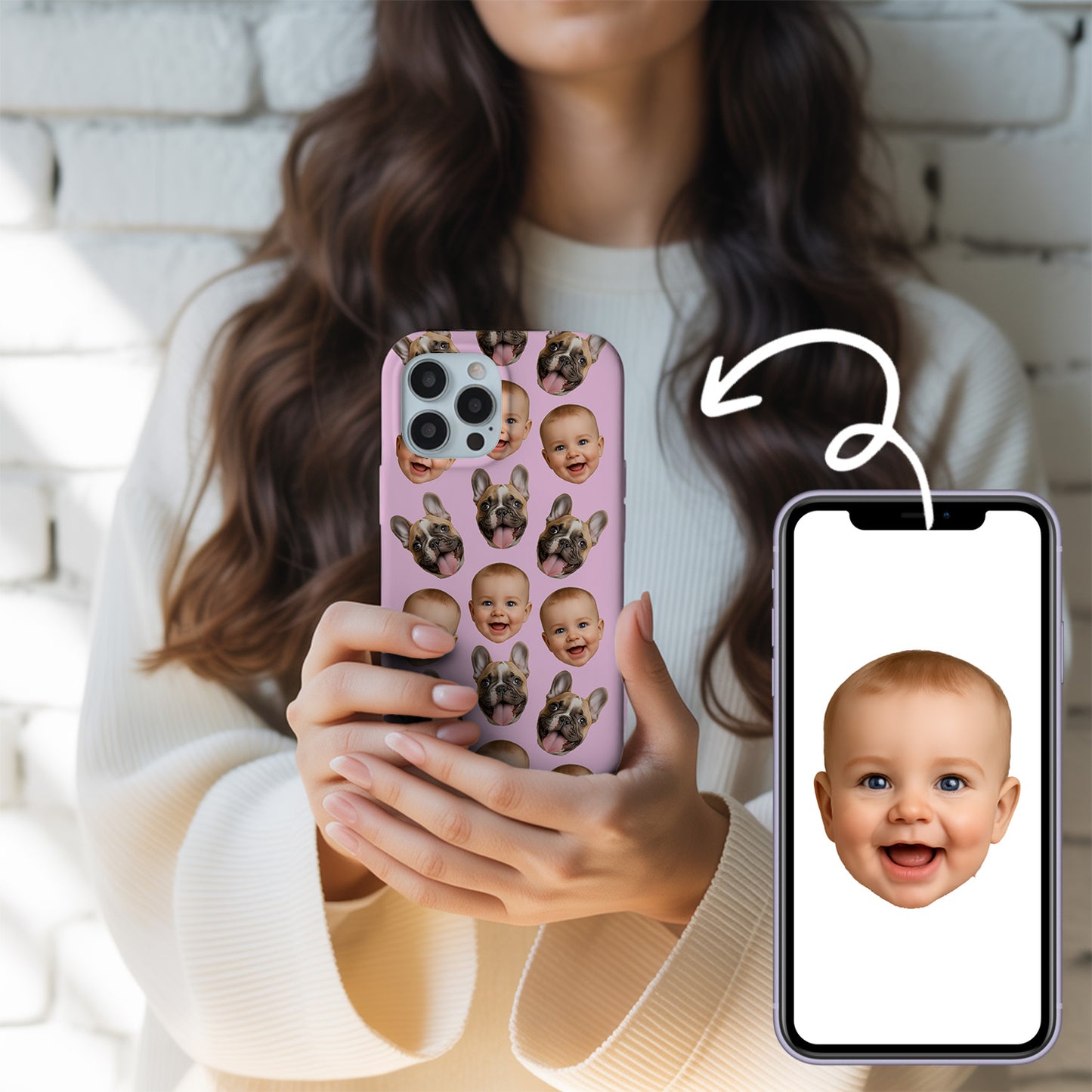 Custom Photo Baby Face Case for iPhone & Samsung – Cute Baby Pattern, Custom Phone Gift for Family THUC999
