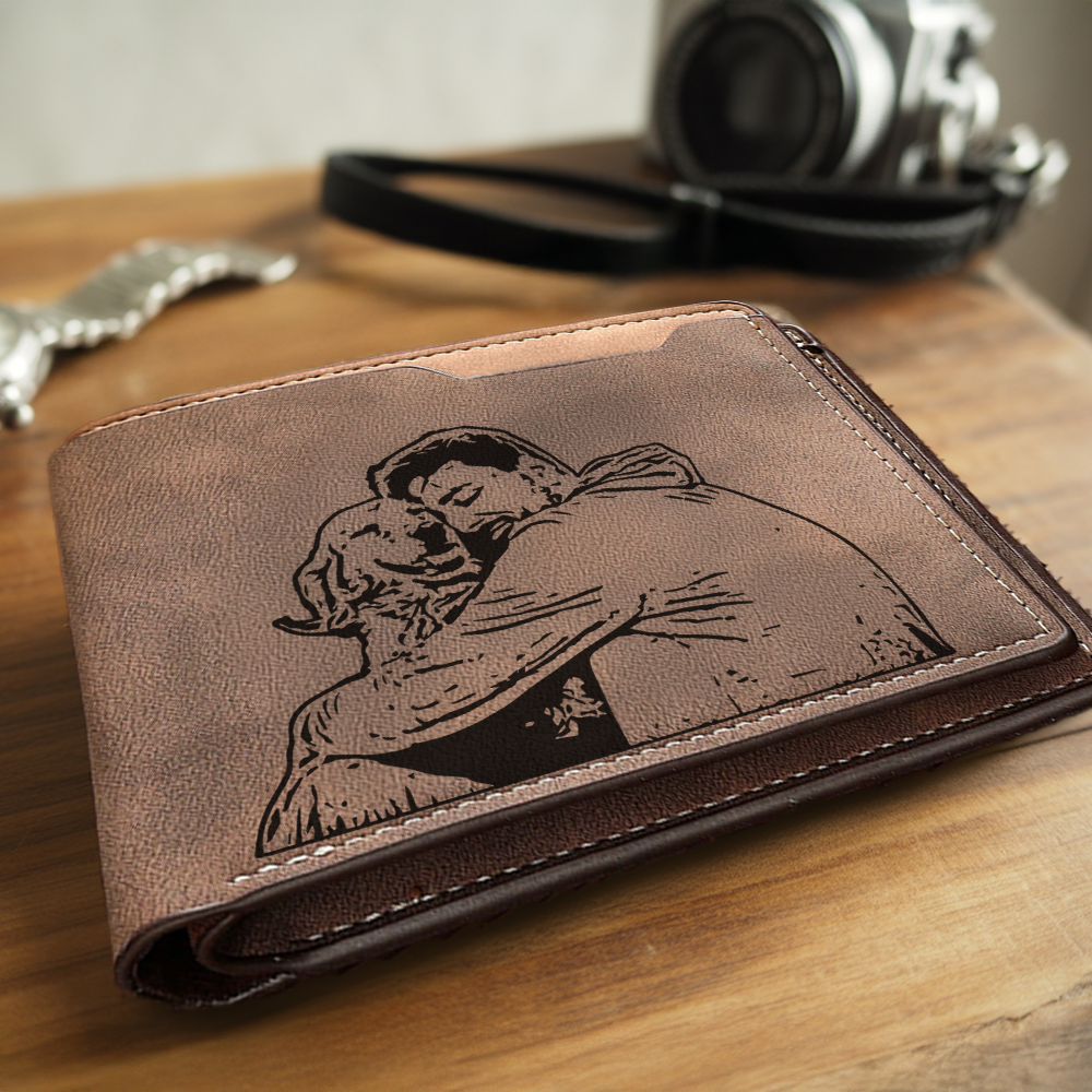 Engraved Wallet with Custom Photo & Handwriting - Perfect Personalized Gift for Dad and Husbands - Father's Day Gift