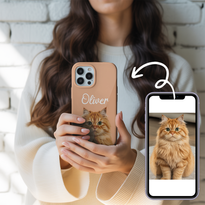 Custom Pet Cat Design Phone Case – Custom Printed Cat Portrait – Pet Keepsake THUC99M07