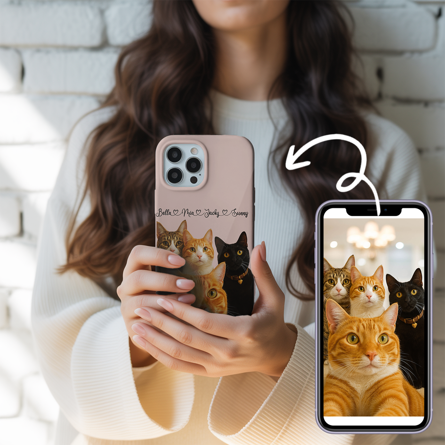 Custom Pet Cat Art Phone Case – Personalized Gift for Cat Owners – Dog Lover, Cat Lover Case THUC99M14