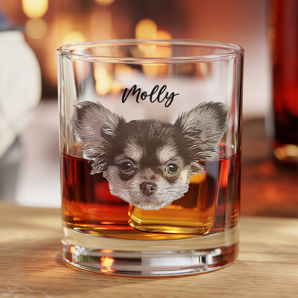 Custom Dog Lover Whiskey Glass – 11oz Personalized Photo Gift for Pet Owners THUC99WI04