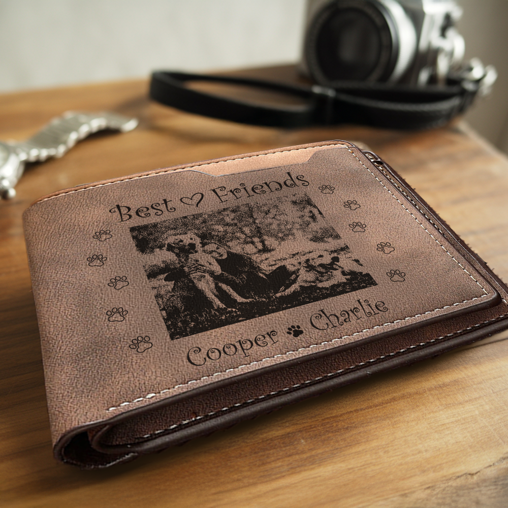 Custom Photo Dog Lover Gifts Wallet, Personalized Pet Photo Engraved Wallet, New Puppy Gift for Best Friend, Dog Gift for Birthday TNW029