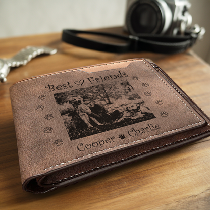 Custom Photo Dog Lover Gifts Wallet, Personalized Pet Photo Engraved Wallet, New Puppy Gift for Best Friend, Dog Gift for Birthday TNW029