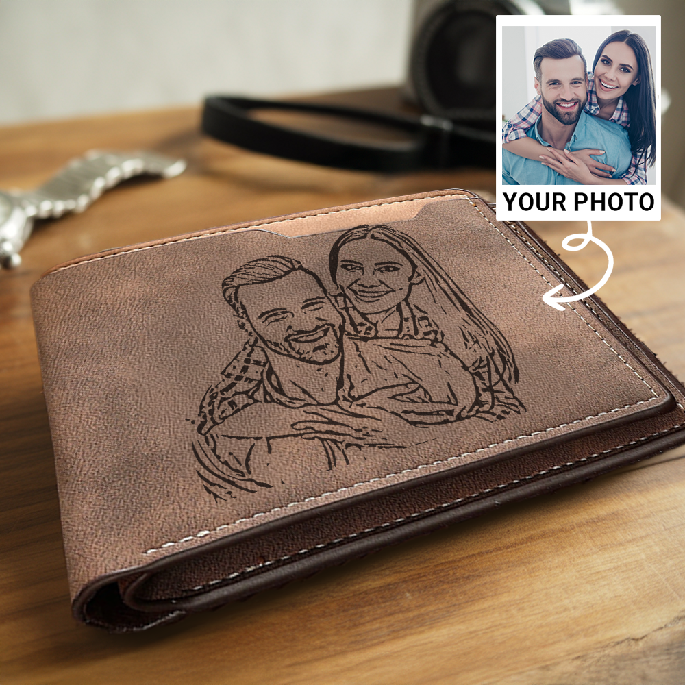 TNW001 Personalized Custom Photo Mens Wallet, Engraved Picture Wallet, Memory Gift, Anniversary Gifts for Him, Father's Day Gift, Gift For Dad