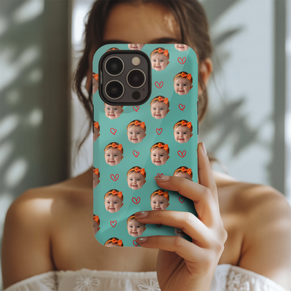 Custom Baby Photo Phone Case – Adorable Repeating Baby Face Design, Personalized Phone Cover THUC9914