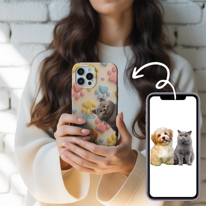 Custom Pet Cat Phone Case – Personalized Animal Lover Gift - Custom Photo Pet Cartoon Design Gifts THUC99M03