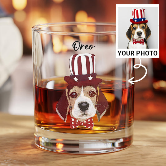 Custom Pet Photo With Whiskey Glass 11oz – Dog & Cat Photo Memorial Gift THUC99WI08