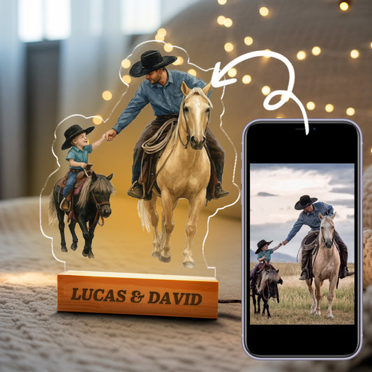 Custom Horse Portrait Night Light, Personalized Pet Lovers Gifts, Personalized Pet Memorial LED Night Light