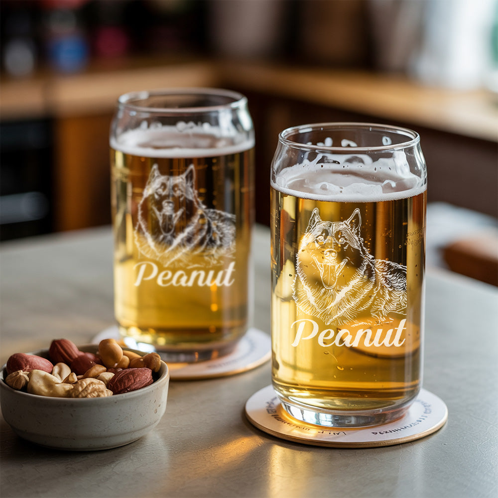 Custom Photo Pet Beer Glass, Personalized Gift for Pet Owners, Photo Beer Glass, Glass with Your Dog's Photo TNG170