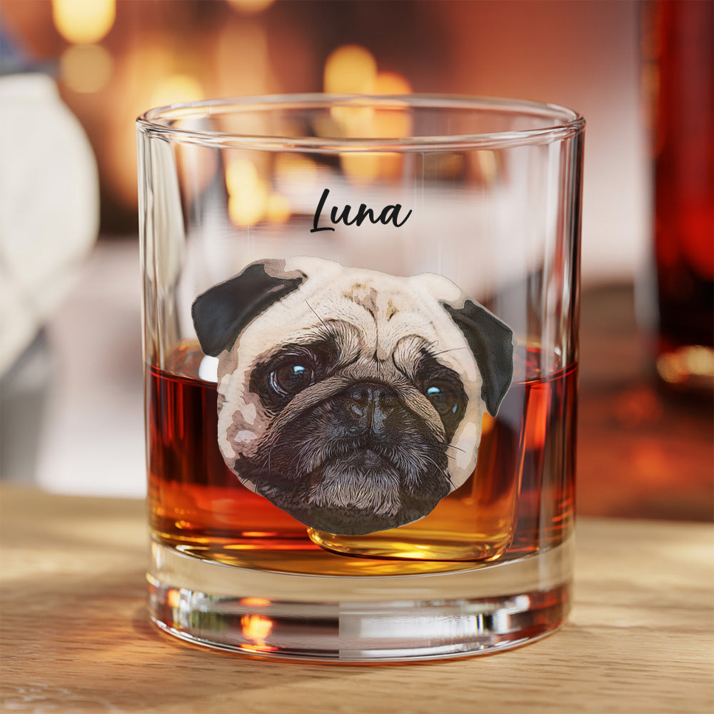 Custom Dog Lover Whiskey Glass – 11oz Personalized Photo Gift for Pet Owners THUC99WI05