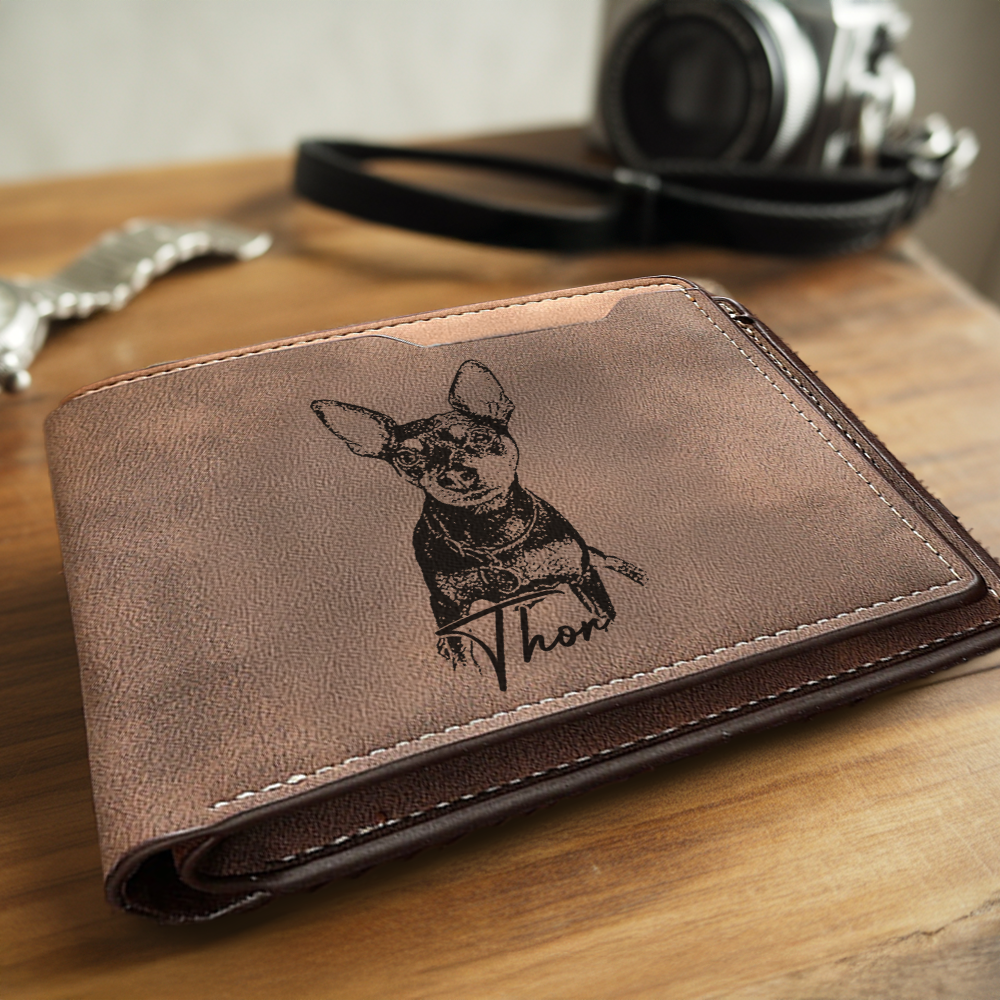 Custom Photo Pet Wallet Engraved, Photo Gifts, Photo Memorial, Pet Memory, Personalized Portrait Dog Wallet, Gift For Dad, Father's Day Gifts