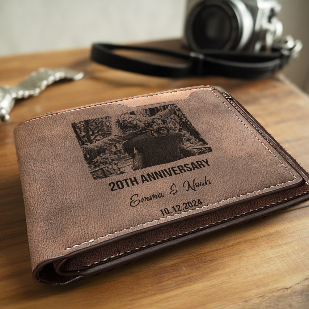 Personalized Wedding Anniversary Engraved Wallet Married Since Couples Gift Custom Photo Keepsake for Couples TNW024