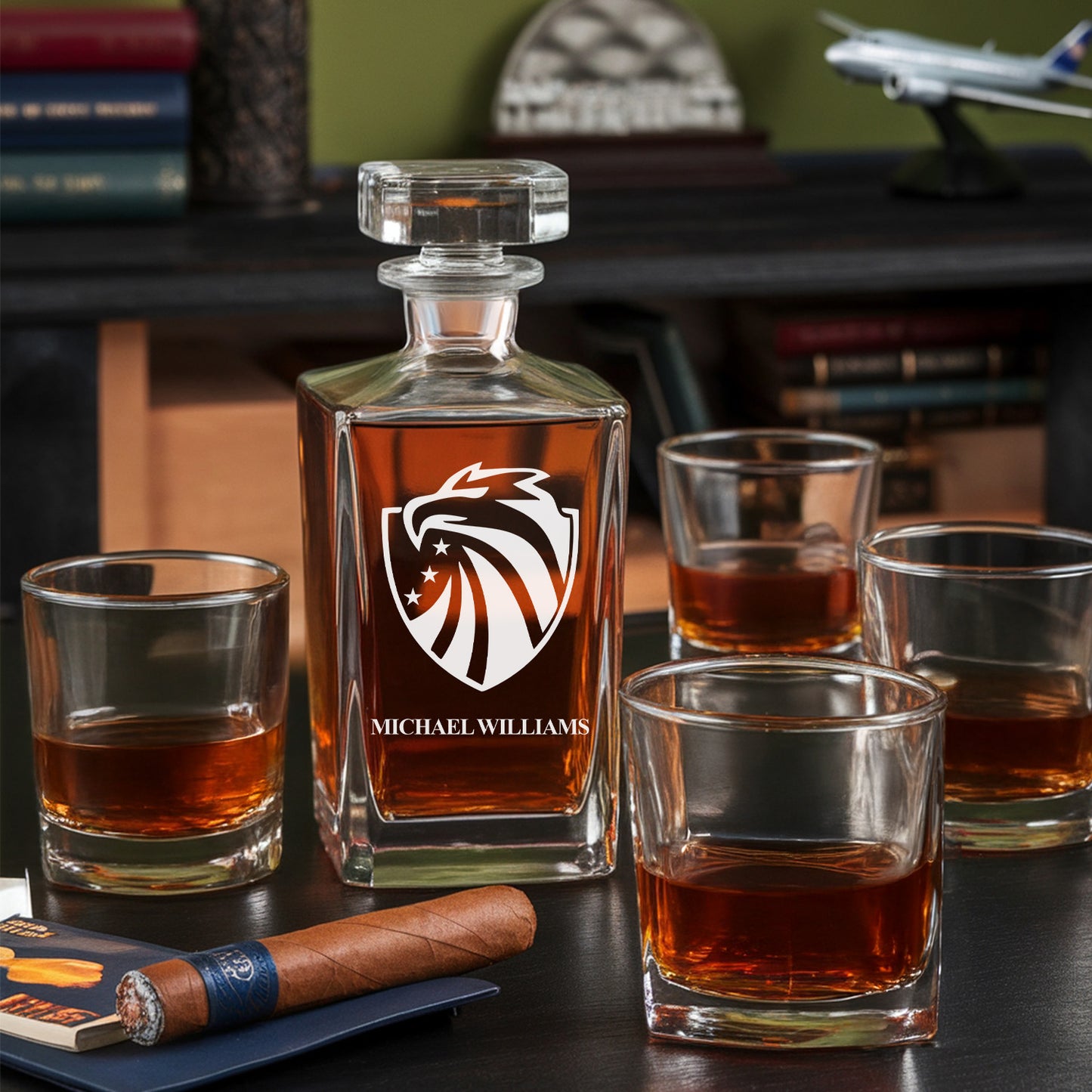 Personalized Veterans Decanter With Whiskey Glass | Gift for Veteran's Day | Custom Gifts for Veteran