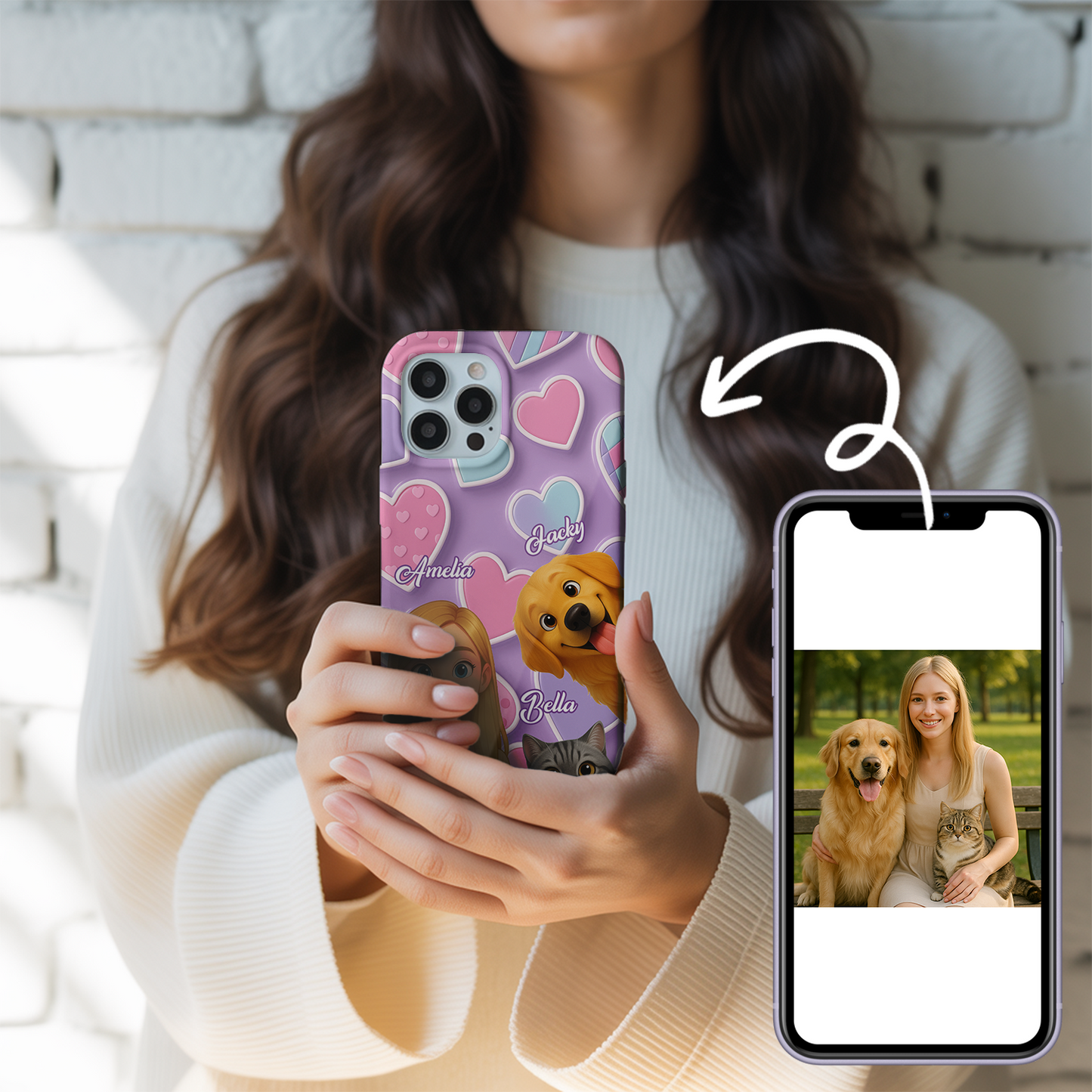 Custom Pet Cat Cartoon Phone Case – Personalized Gift for Cat Owners – Dog Lover, Cat Lover Case THUC99M11