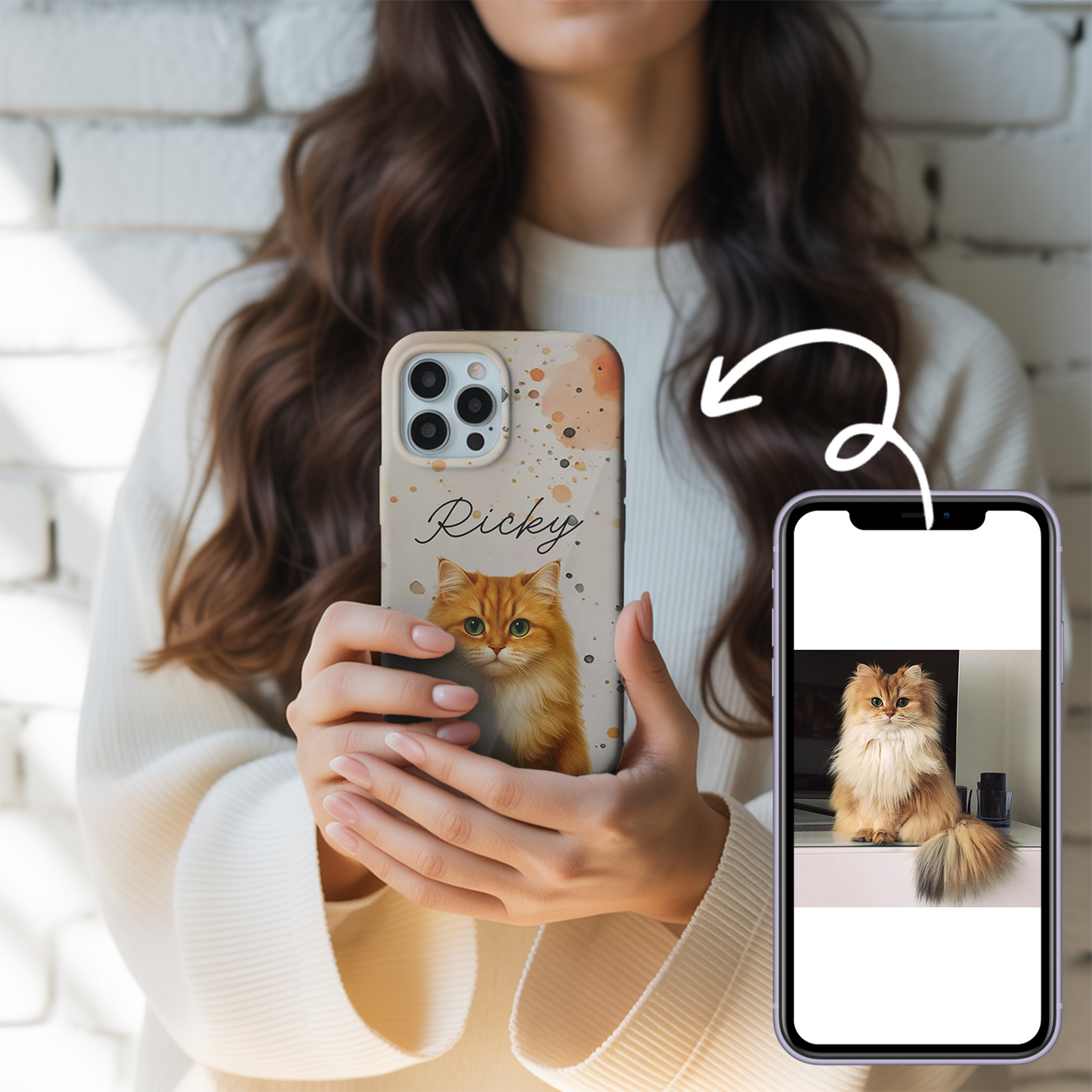 Custom Pet Cat Cartoon Phone Case – Personalized Gift for Cat Owners – Dog Lover, Cat Lover Case THUC99M15