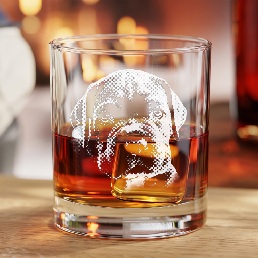 Personalized Pet Portrait Whiskey Glass – Custom Dog Photo - Custom Name Gift 11oz THUC99WP02