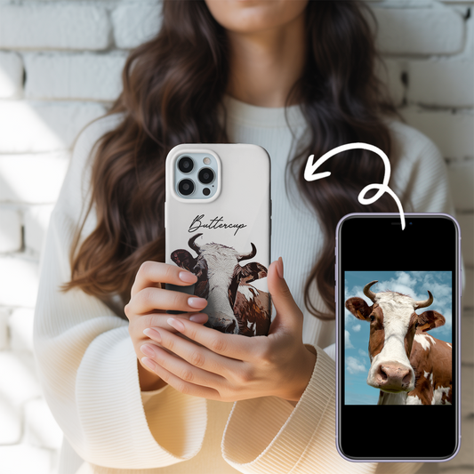 Custom Pet Photo Phone Case, Custom Cow Face Phone Case, Gift for Cow Lover, Pet Memorial, Animal Lovers TNGP014
