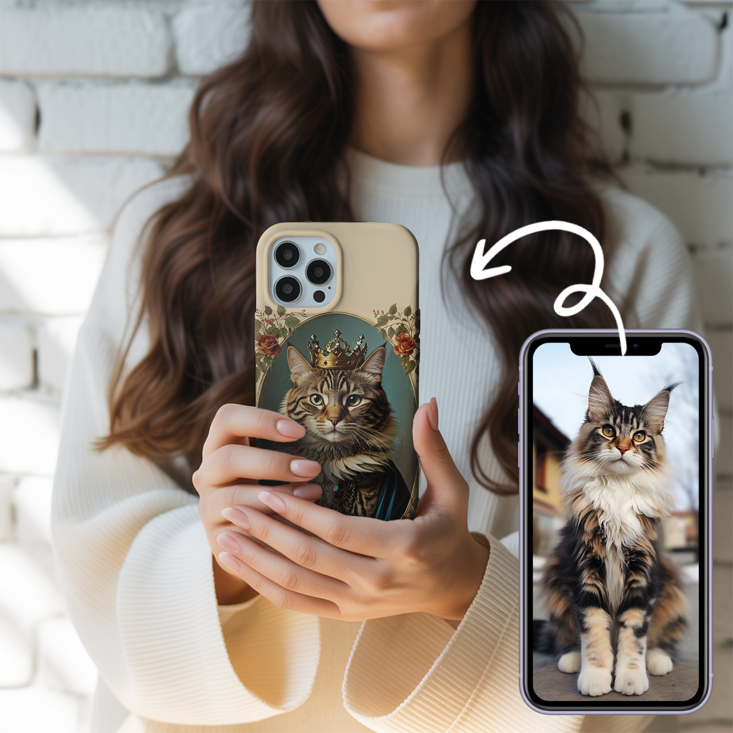 Custom Pet Cat Royal Art Memorial Case – Personalized Cat Photo Gifts – Custom Photo Pet Gift THUC99M13