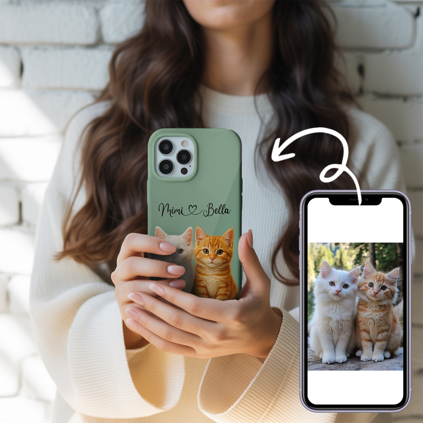 Custom Pet Cat Phone Case – Custom Cat Face on Phone – Unique Cat Lover, Dog Lover Gift THUC99M02