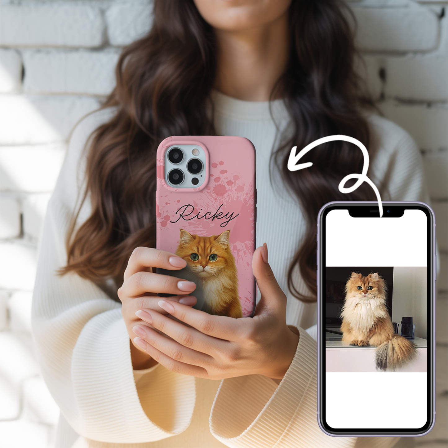 Custom Pet Cat Cartoon Phone Case – Personalized Gift for Cat Owners – Dog Lover, Cat Lover Case THUC99M15