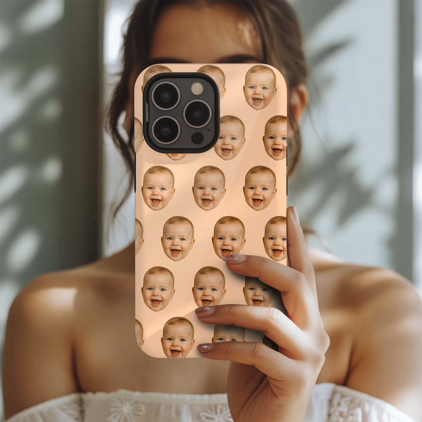Personalized Baby Face Phone Case – Custom Repeating Baby Photo Pattern, Gift for New Moms & Dads THUC9910