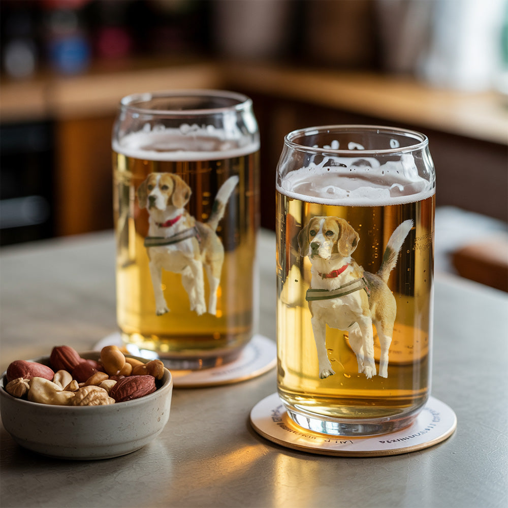 Custom Photo Pet Beer Glass, Personalized Gift for Pet Owners, Photo Beer Glass, Glass with Your Dog's Photo TNG169