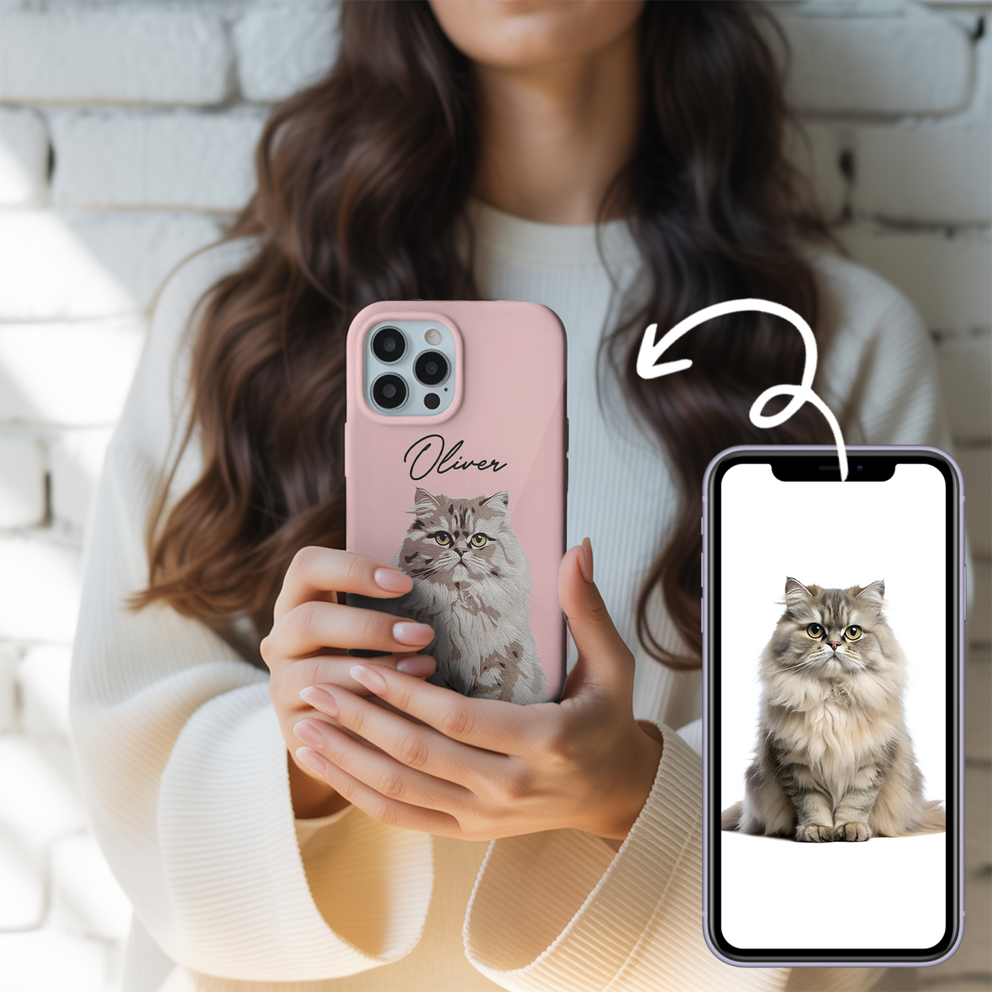 Custom Pet Photo Phone Case, Custom Cat Face Phone Case, Gift for Cat Lover, Pet Memorial, Animal Lovers TNGP009