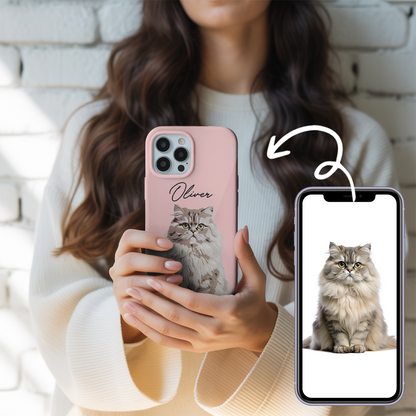 Custom Pet Photo Phone Case, Custom Cat Face Phone Case, Gift for Cat Lover, Pet Memorial, Animal Lovers TNGP009