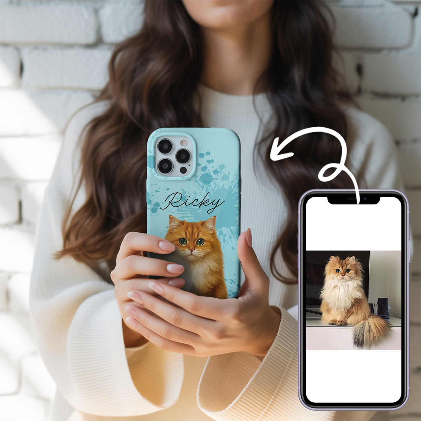 Custom Pet Cat Cartoon Phone Case – Personalized Gift for Cat Owners – Dog Lover, Cat Lover Case THUC99M15