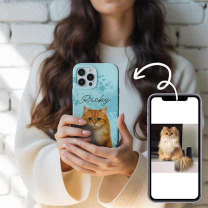 Custom Pet Cat Cartoon Phone Case – Personalized Gift for Cat Owners – Dog Lover, Cat Lover Case THUC99M15