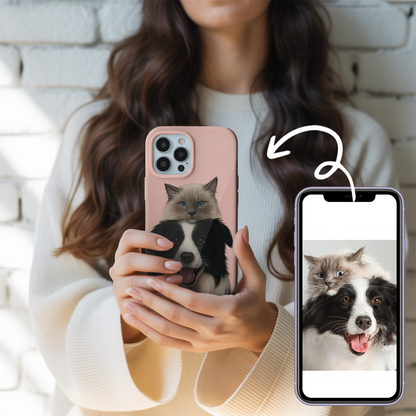 Custom Pet Cat Phone Case – Personalized Cat Portrait – Gift for Cat Lovers THUC99M01